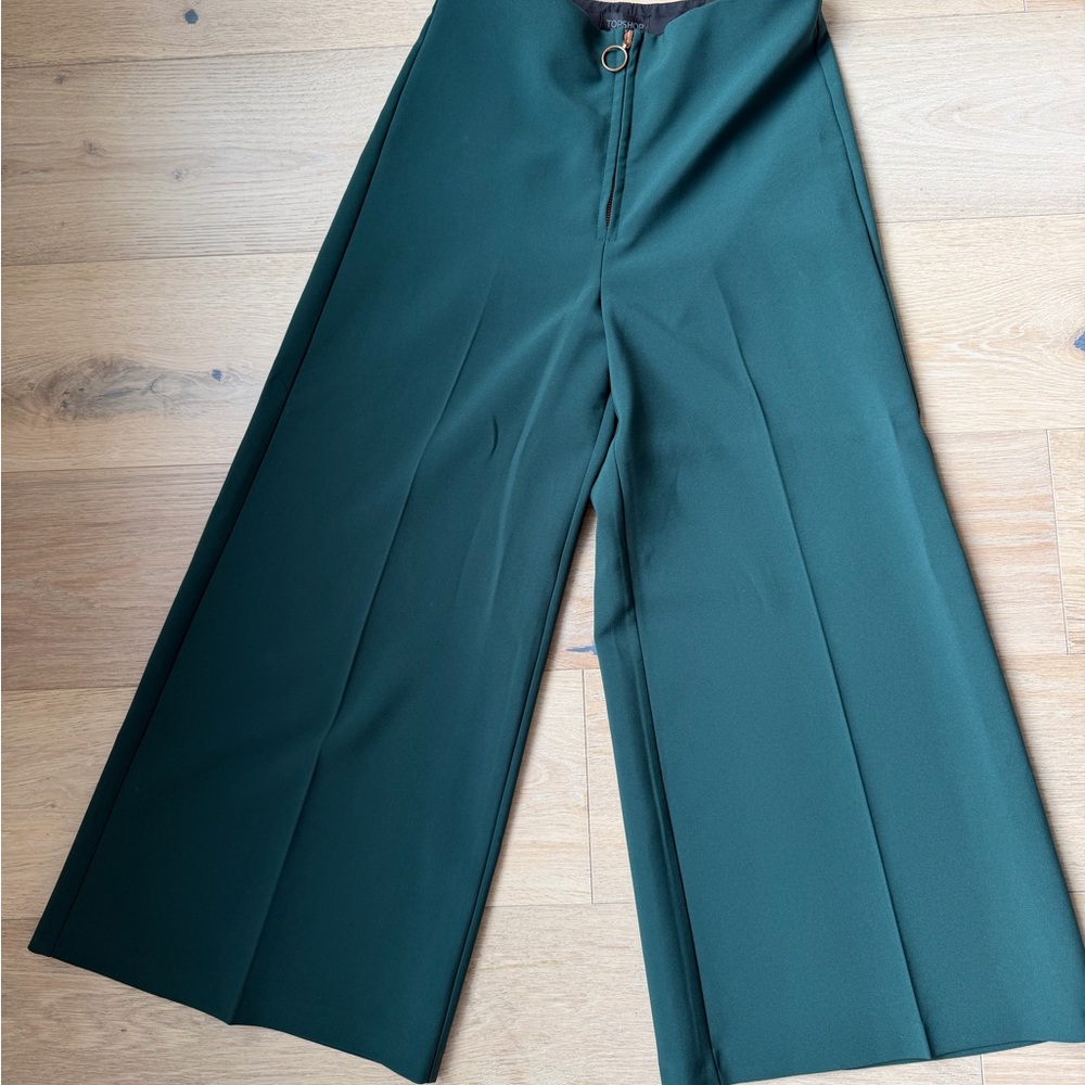 Topshop High-Waisted Flare Pants | Emerald Green | US 6